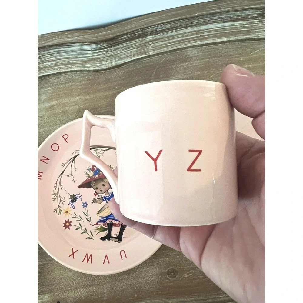 Vtg James Kent Old Foley England Nursery Rhyme Cup Bowl Plate Set Pink Alphabet - Picture 9 of 11